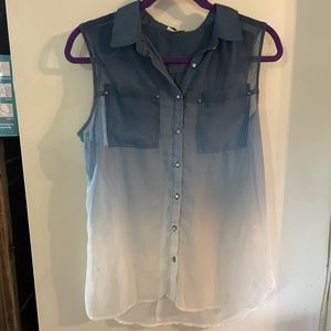 Blue White Ombré Sheer Tank Top